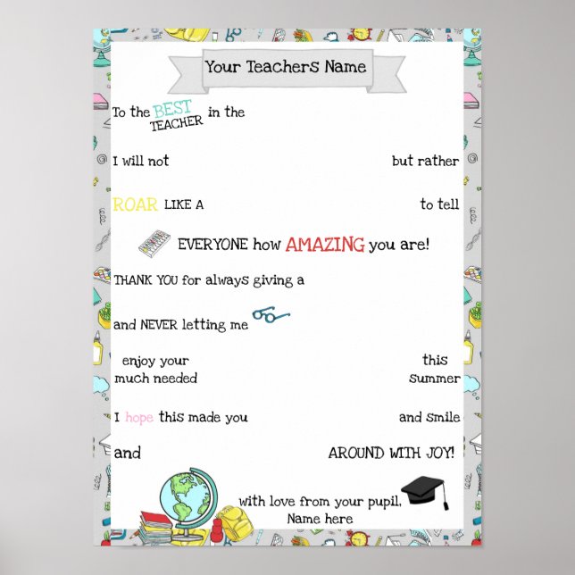 Poster Conselho de Chocolate do Professor, presente de me (Frente)