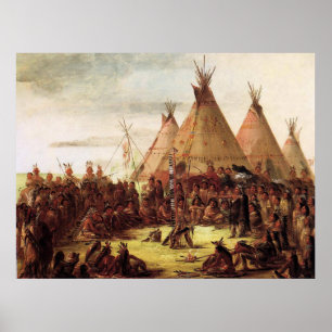 Poster Conselho de Guerra Sioux George Catlin Circa 1850