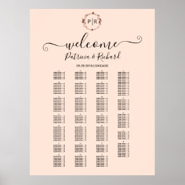 Poster Conselho de Sinal de Gráfico de Assentos Alfabétic