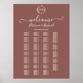 Poster Conselho de Sinal de Gráfico de Assentos Alfabétic