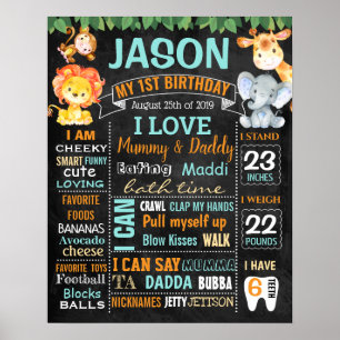 Poster Conselho do aniversário dos animais do safari do