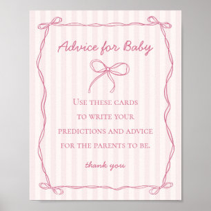 Poster Conselhos de Arco Coquette Rosa para Jogo de Chá d