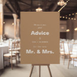 Poster Conselhos de Casamento Castanho Minimalistas e Des<br><div class="desc">Este minimalista conselho de casamento marrom e poster de desejos é perfeito para um casamento rústico. O design apresenta uma bela fonte em um fundo marrom para embelezar seu evento.</div>
