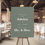 Poster Conselhos de Casamento Verde Minimalistas e Bem-Vi<br><div class="desc">Este minimalista conselho de casamento verde e poster de desejos é perfeito para um casamento rústico. O design apresenta uma bela fonte em um fundo verde para embelezar seu evento.</div>
