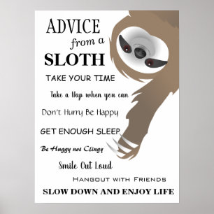 Poster Conselhos de uma preguiça de cabeça para baixo