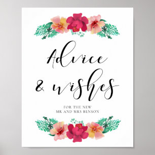 Poster Conselhos e desejos para o design floral dos recém