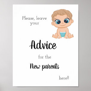 Poster Conselhos para o Baby Boy dos Novos Pais