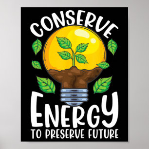 Poster Conserve o ambiente verde da árvore de lâmpadas de
