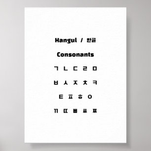 Poster Consoantes Hangul / 한 글 자 음