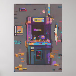Poster Console de Cartucho de Arte Pixel Arcade de Jogos 
