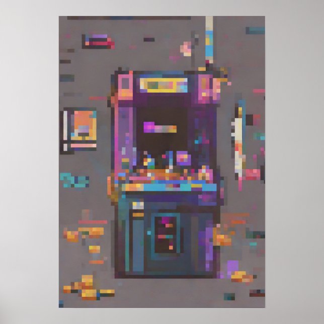 Poster Console de Cartucho de Arte Pixel Arcade de Jogos  (Frente)
