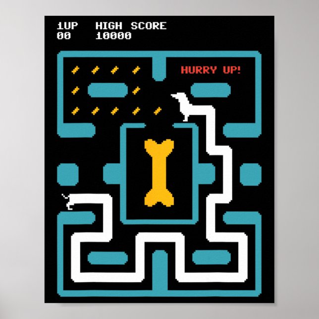 Poster Console de Jogos Retro Video Game Cachorro Arcade  (Frente)