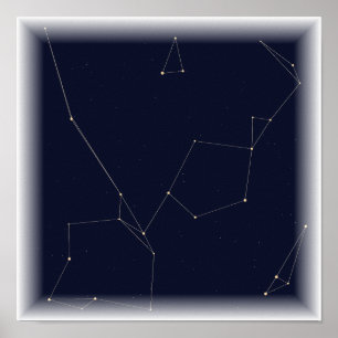 Poster Constelação - Arte de Mapa Estelar do Céu Noturno