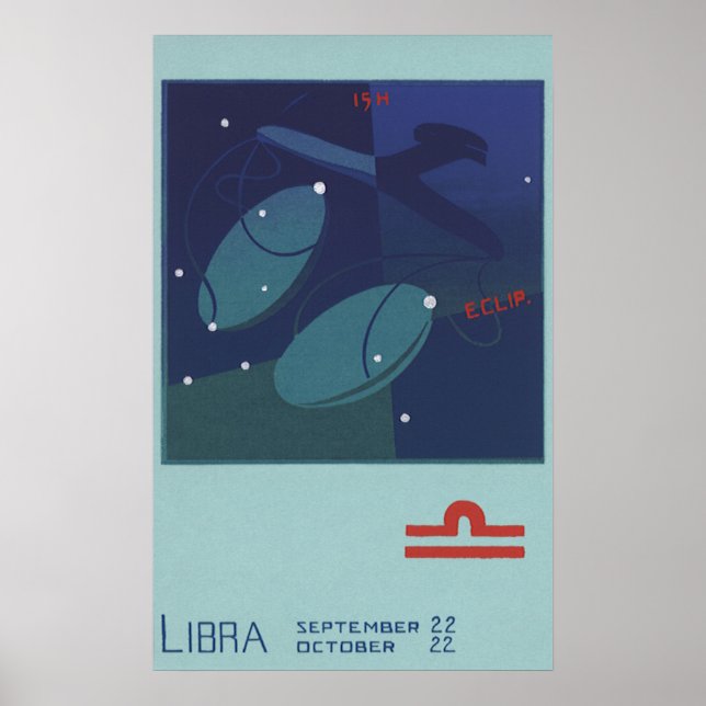 Poster Constelação da Escala de Libra da Astrologia Zodia (Frente)