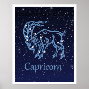 Pôster Constelação de Capricórnio e Signo do Zodíaco com