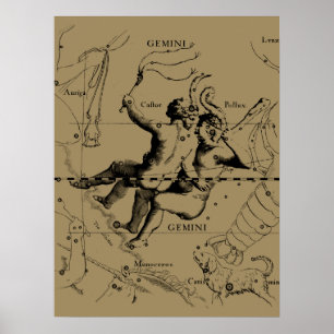 Poster Constelação de Gemini Zodiac Hevelius 1690