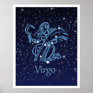 Poster Constelação de Virgem e Signo do Zodíaco com Estre