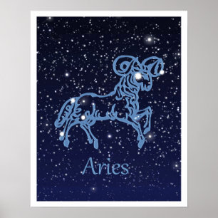 Pôster Constelação e Signo do Zodíaco de Áries com Estrel