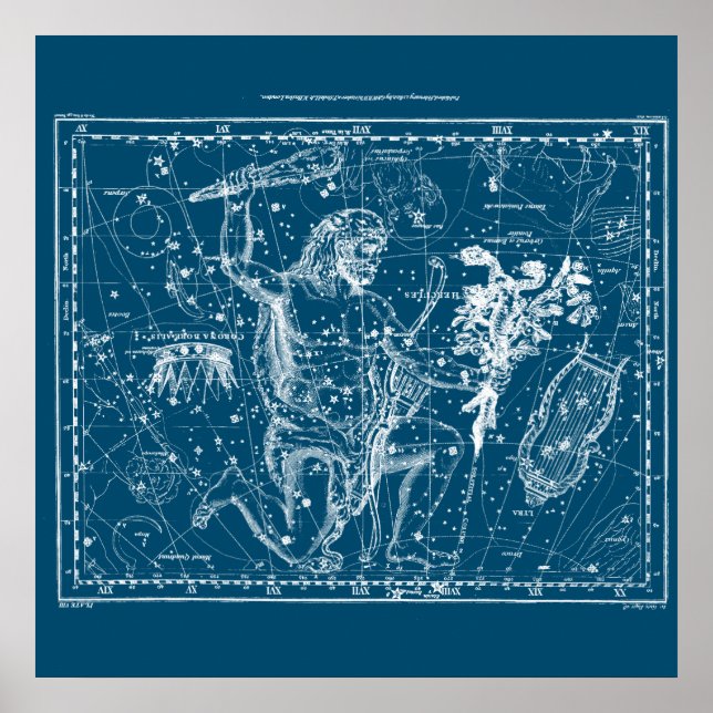 Poster Constelação Vintage Hercules (Frente)