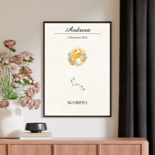 Poster Constelação Zodiacal de Escorpião Boho Personaliza