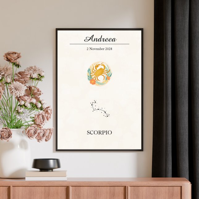 Poster Constelação Zodiacal de Escorpião Boho Personaliza (Criador carregado)