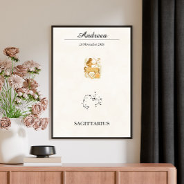 Poster Constelação Zodiacal de Sagitário Boho Personaliza