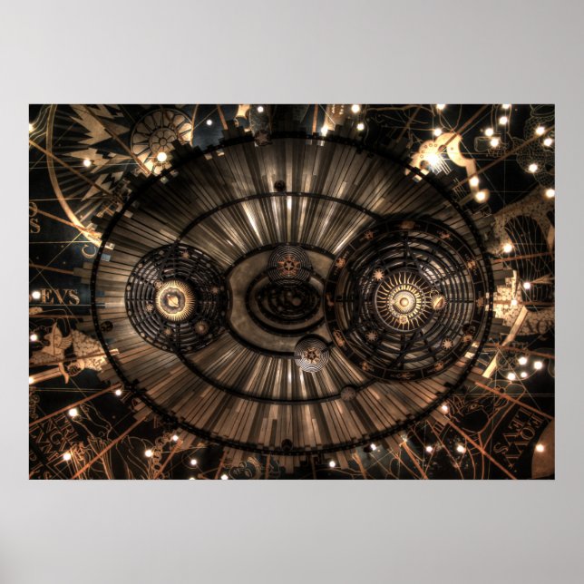 Pôster Constelações Mecânicas Steampunk Zodiac (Frente)