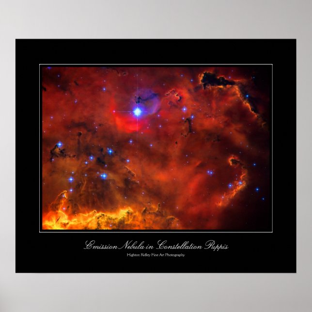 Poster Constelle Puppis Nebula, imagem do espaço Hubble (Frente)