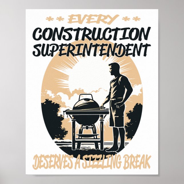 Poster Construção Chef Ou Grelha De Churrasco Funny Super (Frente)