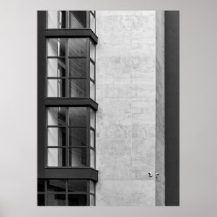Poster CONSTRUÇÃO CONCRETA DE cinzas COM JANELA DE VIDRO