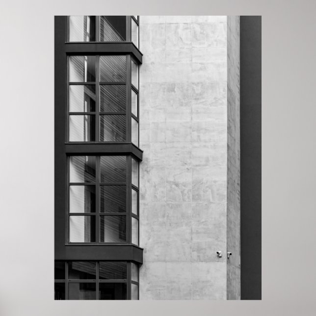 Poster CONSTRUÇÃO CONCRETA DE cinzas COM JANELA DE VIDRO (Frente)