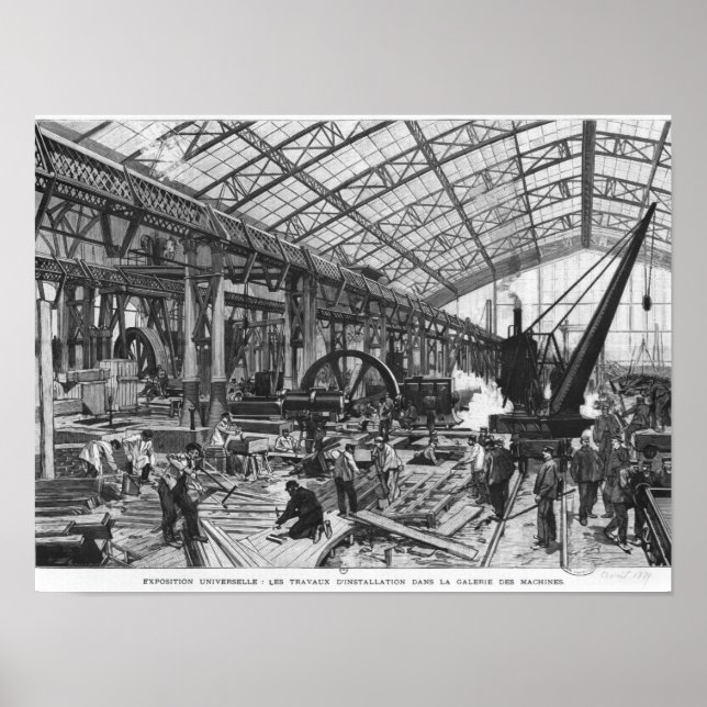 Pôster Construção da Galerie des Machines (Frente)