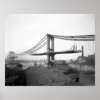 Construção da Ponte de Manhattan, 1909. Foto Antig