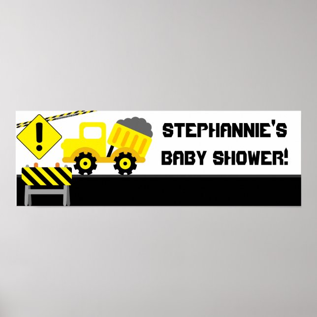 Pôster Construção de banner personalizado de 22,5 pol x7, (Frente)