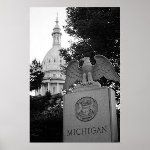 Poster Construção do Capitólio de Michigan