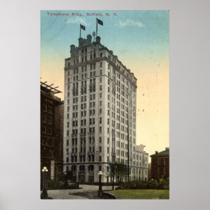 Pôster Construção do telefone, vintage 1915 do búfalo 