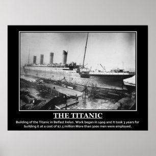 Pôster Construção do Titanic 1909 Imagem Antiga