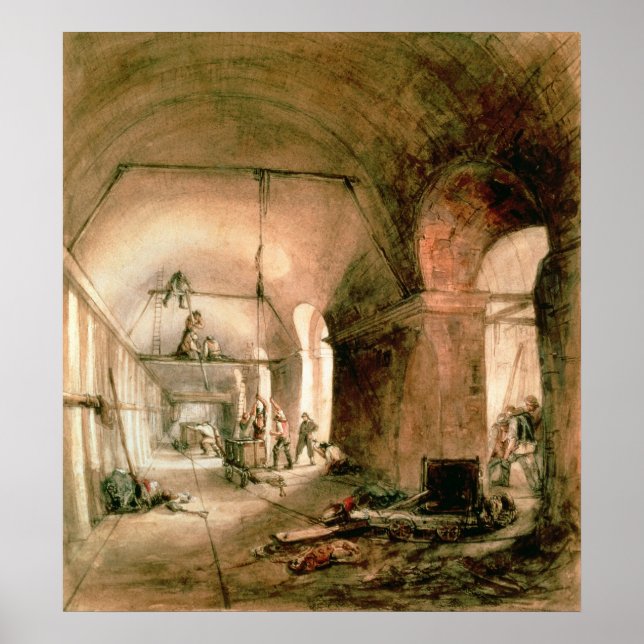 Pôster Construção do túnel Thames, c.1830 (Frente)