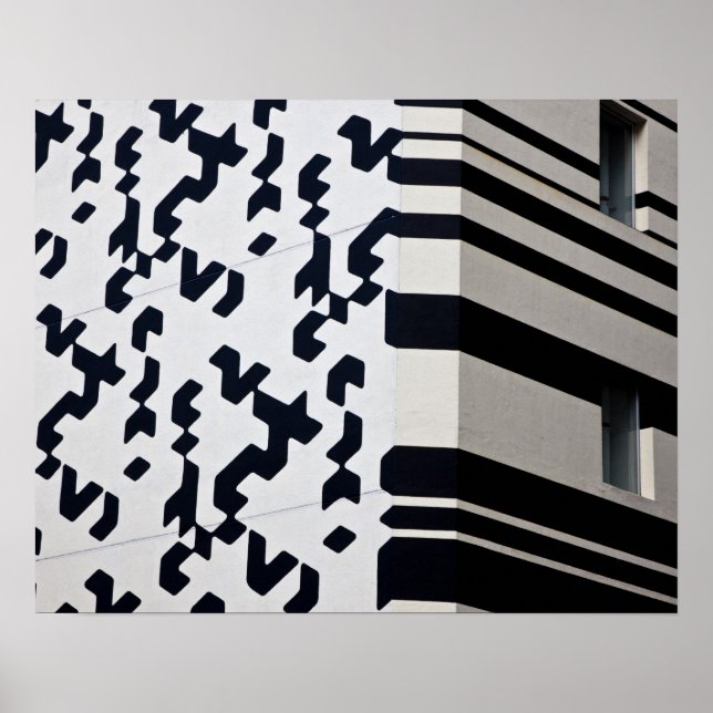Poster Construção moderna a preto e branco em Hong Kong (Frente)