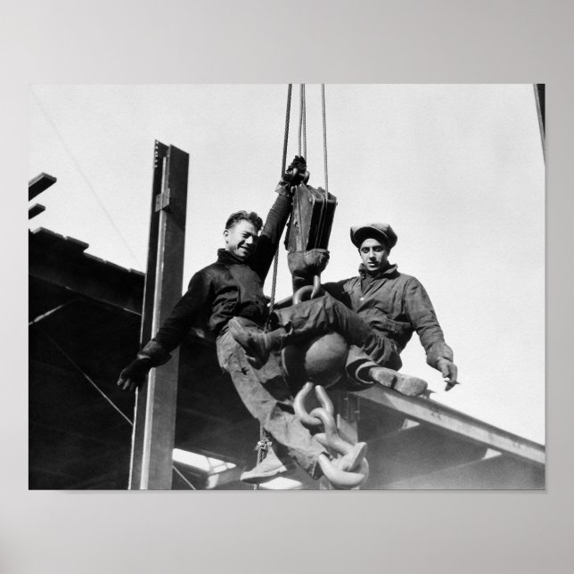 Poster Construction Workers Building Skyscraper (Frente)