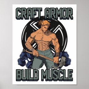 Poster Construir Armadura Musculosa Citação de Cósplay de