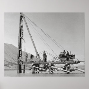 Poster Construtores de Pontes no Alasca, 1942. Foto Antig