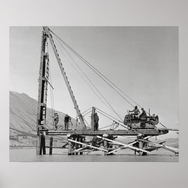 Poster Construtores de Pontes no Alasca, 1942. Foto Antig (Frente)