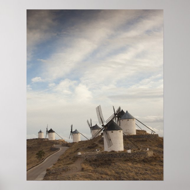 Pôster Consuegra, antigos moinhos de vento de La Mancha (Frente)
