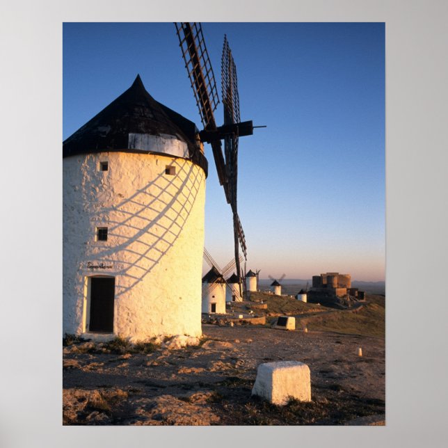 Pôster Consuegra, La Mancha, Espanha, moinhos de vento (Frente)