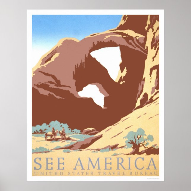 Poster Consulte América Viagem 1939 WPA (Frente)