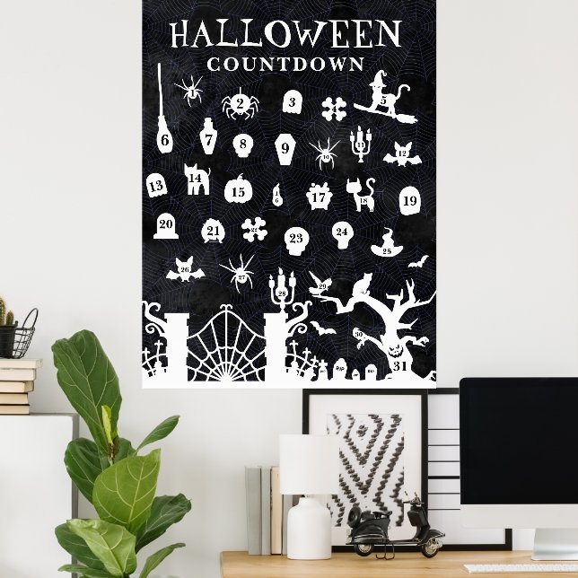 Poster Contagem de Halloween Grande (Escritório em casa)