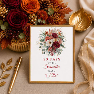 Poster Contagem regressiva para chá de noiva floral laran