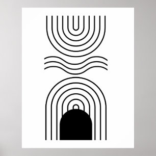 Poster Contemporâneo de Meio século Preto Geométrico