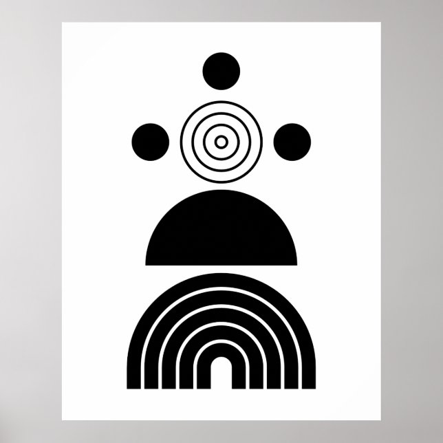 Poster Contemporâneo de Meio século Preto Geométrico (Frente)